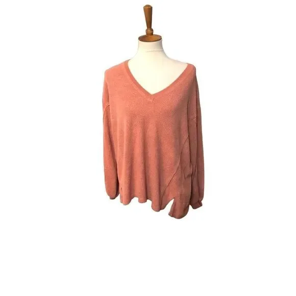 Urban Outfitters super soft slouchy pullover orange asymmetrical lightweight swe - Picture 5 of 11